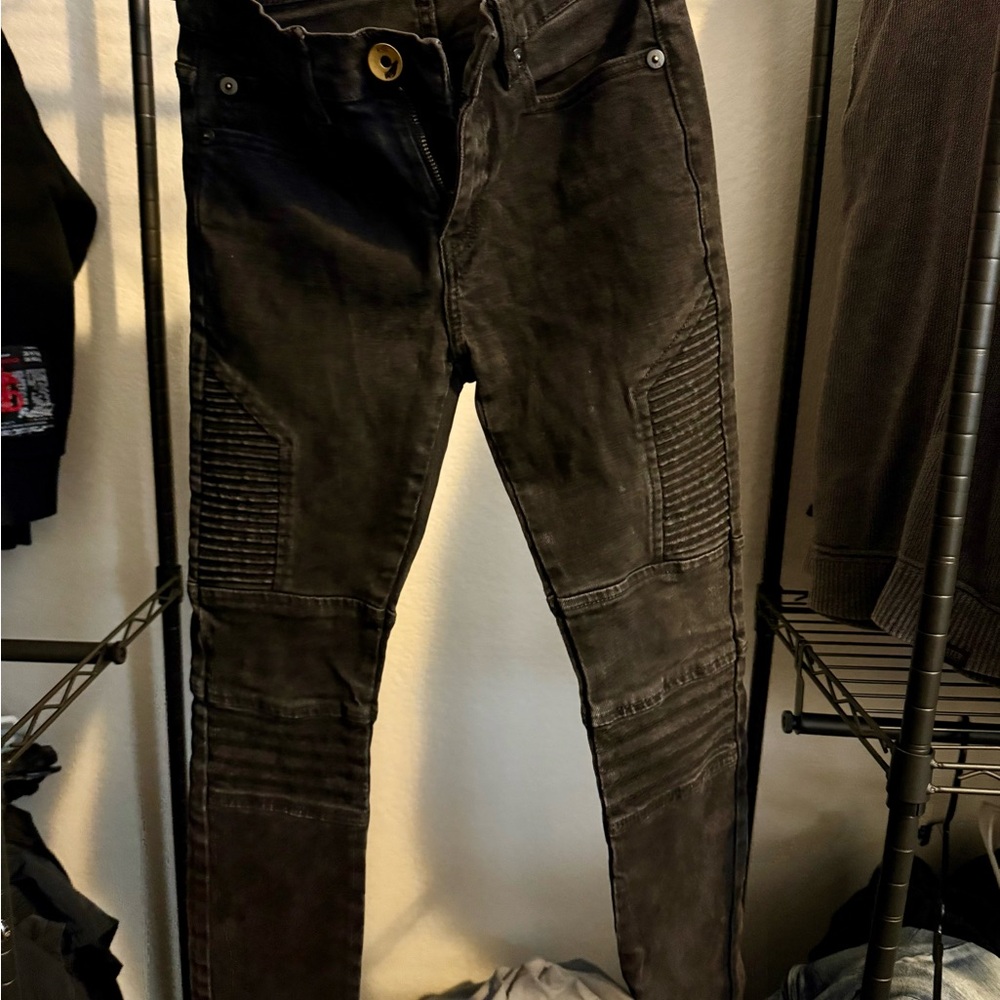 Black Biker Style Jeans